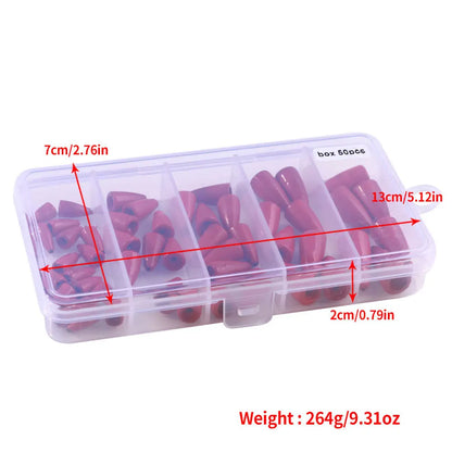 50PCs Bullet Fishing Sinkers, Worm Weights, Slip Fishing Gear Set for Bass Fishing, FOR TEXAS RIGGING