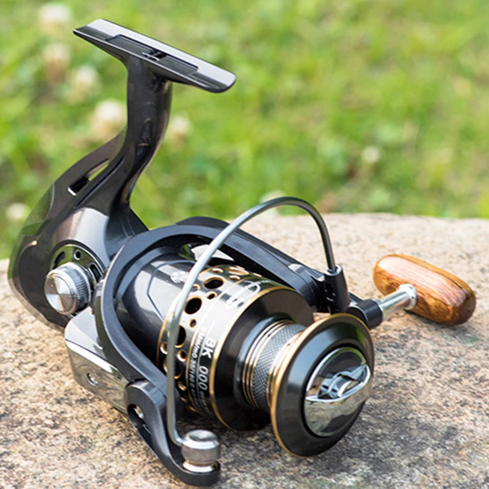 Spinning Reels Saltwater Freshwater with Wood Handle, Max Drag Power