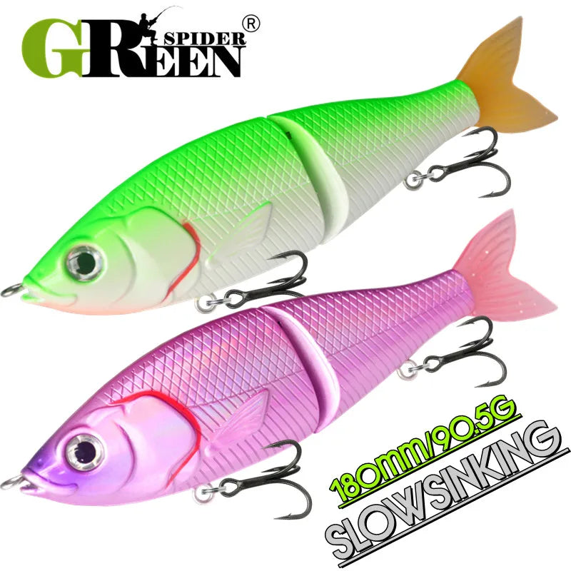 GREENSPIDER 7.09INCH 3.19OZ  Multi Jointed Swimbait  - Slow-Sinking/ Glide Bait
GREAT FOR BASS, PIKE, STRIPER, SNOOK, TARPON, REDFISH & OTHER INSHORE SPECIES