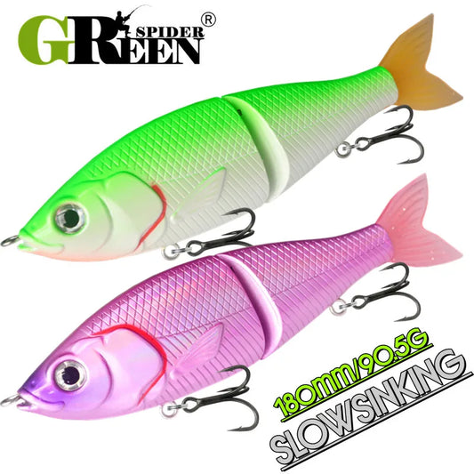 GREENSPIDER 7.09INCH 3.19OZ  Multi Jointed Swimbait  - Slow-Sinking/ Glide Bait
GREAT FOR BASS, PIKE, STRIPER, SNOOK, TARPON, REDFISH & OTHER INSHORE SPECIES