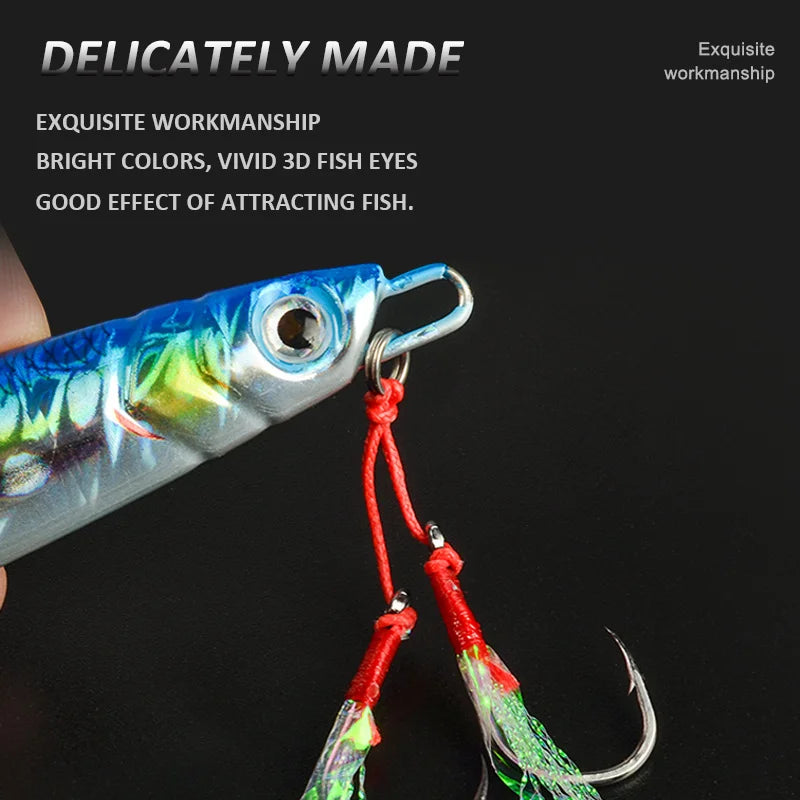 3D Metal Jigs- 60g 80g 100g 120g 150g 200g / Iron /ROCKFISH, SNAPPER, HALIBUT, LING, COWCOD, TUNA, YELLOWTAIL & OTHER DEEP OCEAN SPECIES