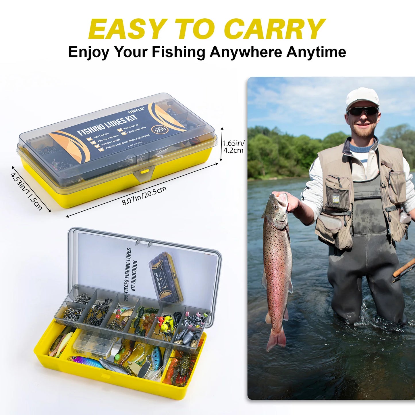 Goture 193/255 Pcs Fishing Lure Kit Soft And Hard Bait Set Applicable To All Water, With Box