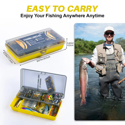 Goture 193/255 Pcs Fishing Lure Kit Soft And Hard Bait Set Applicable To All Water, With Box