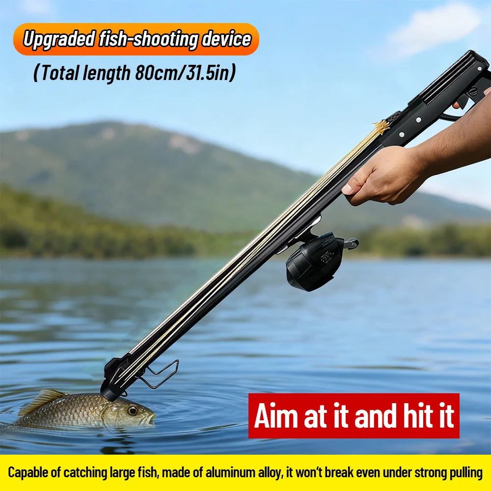 Fishing Slingshot Rod with Reel- Long Distance Fishing Tool - Aluminum- Outdoor Adult Fishing Device