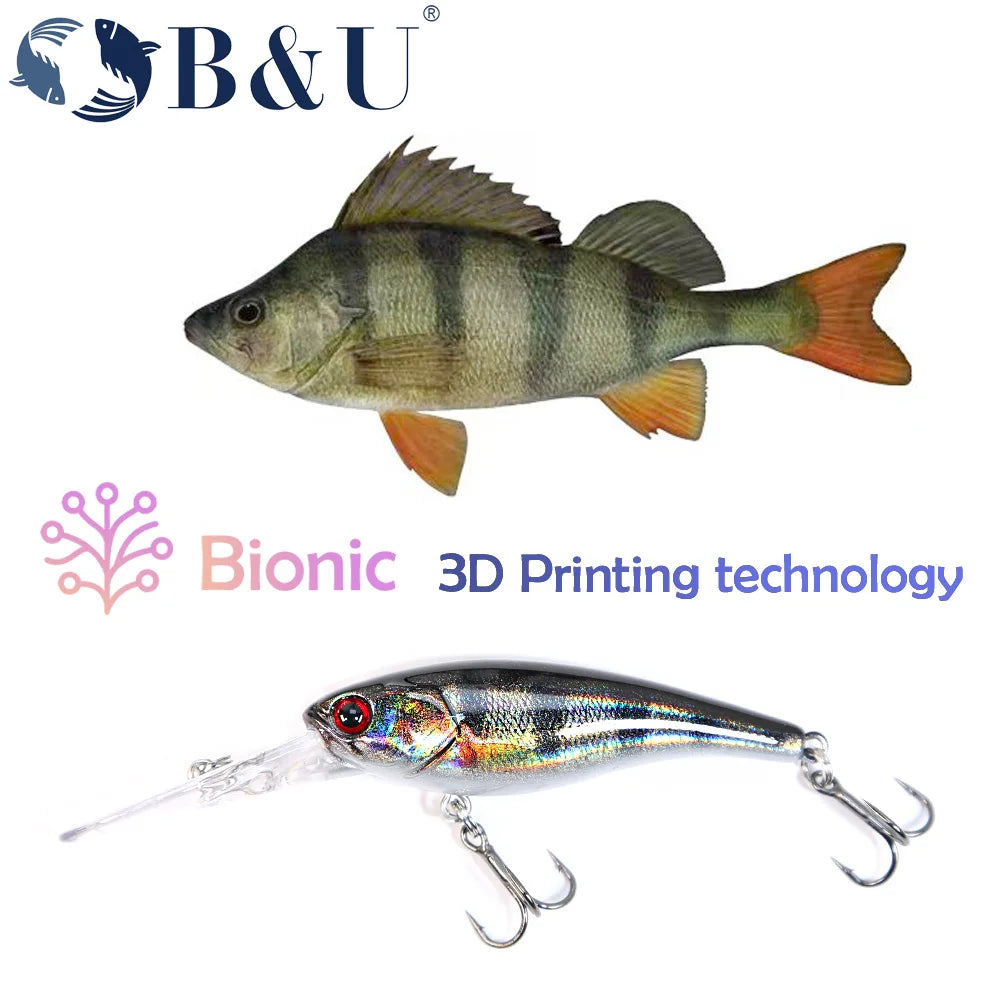 B&U Fishing Lures- Suspending Crankbait with Long Casting System, Hard Bait- 58mm 3D Printing