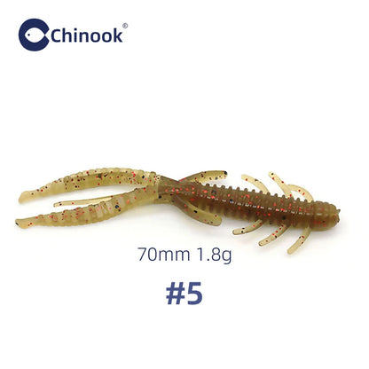 Chinook Split Tail, Soft Bait - Silicone Finesse Bait, Crawfish