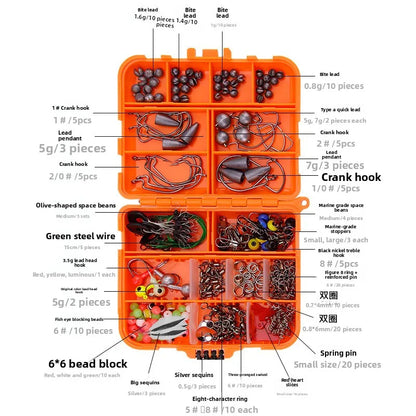 257pcs Fishing Accessories Kit, Complete  Set with Hooks, Perfect for Sea & Shore , Bass Fishing, Professional Fishing Tackle