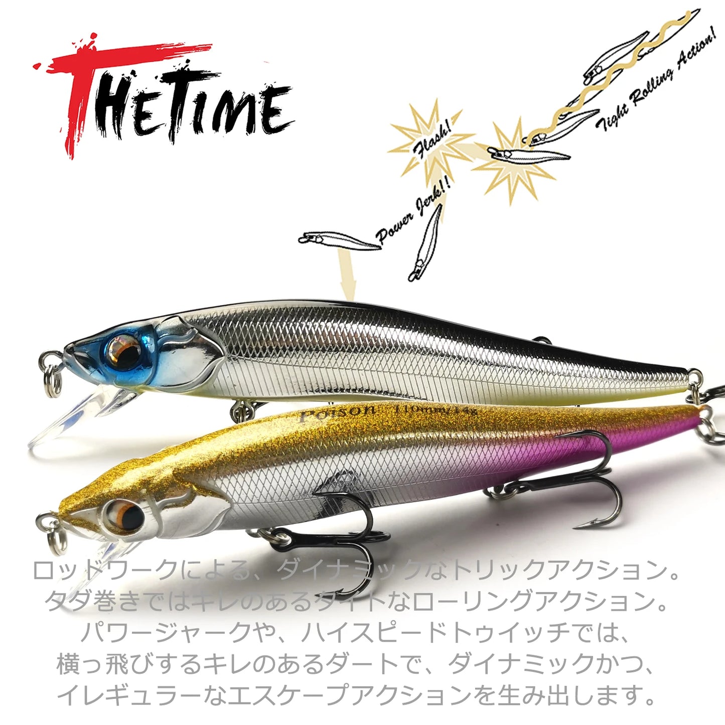 Thetime PS110F 14g Slow Rising, Floating Minnow-Jerkbait- For Pike And Perch-- Works for ALL PREDATORS