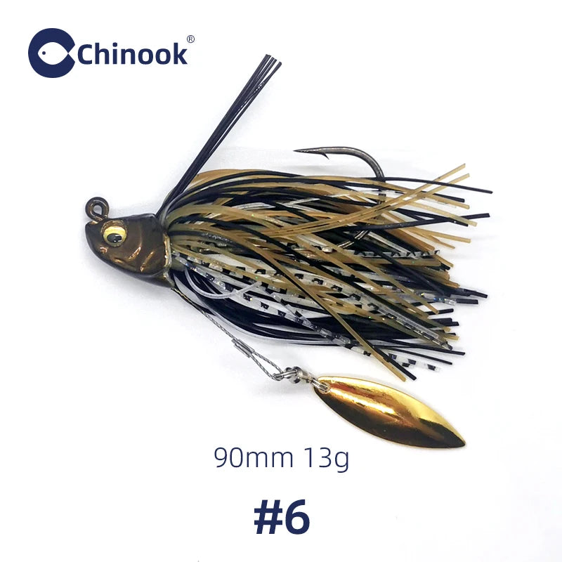 1PCS 13g Metal Jig, Bass Jig, Spinner Bait, Silicone Skirt