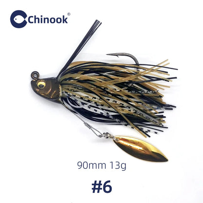 1PCS 13g Metal Jig, Bass Jig, Spinner Bait, Silicone Skirt