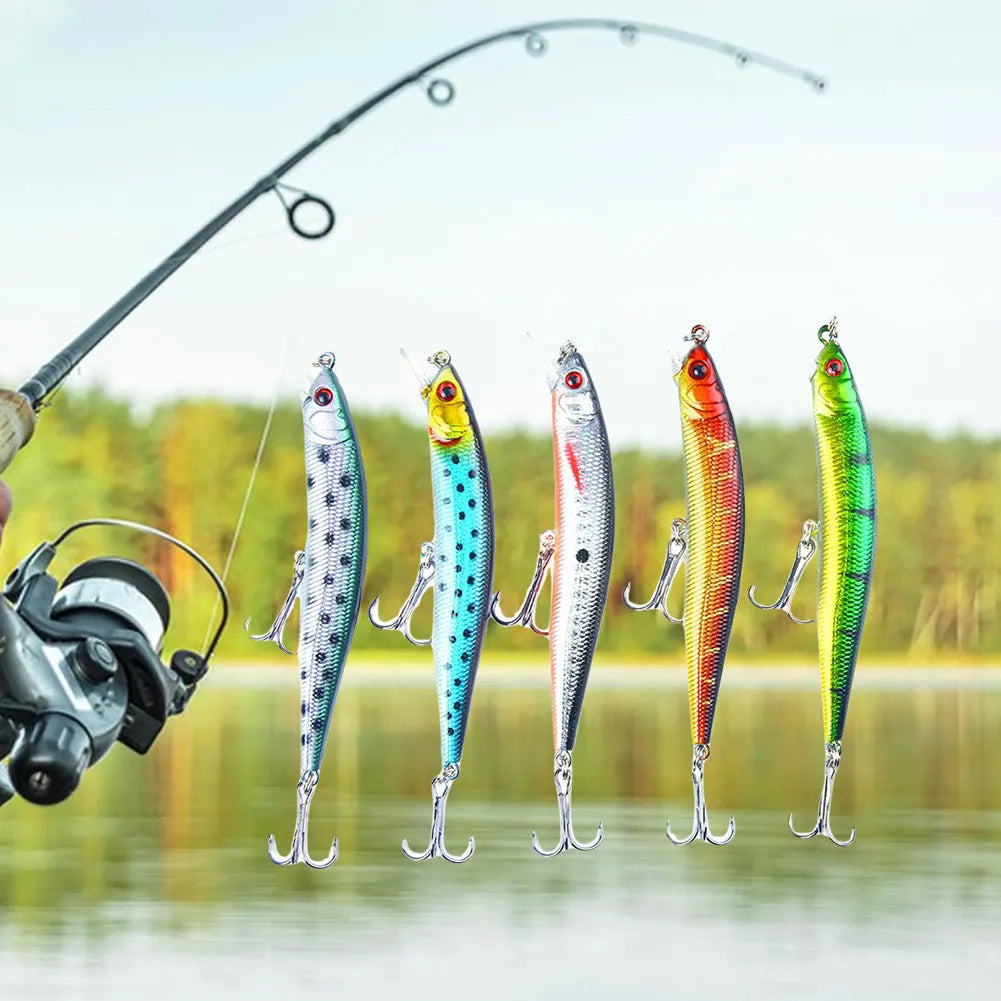 5pcs 10cm 8g Hard Bait, 3D Eyes, for Trout Bass Pike Walleye Fishing