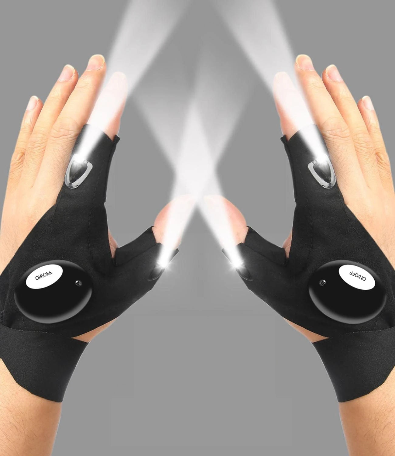 LED Half Finger Glove for Men or Women - Waterproof- Night Fishing , Cycling, Running-  Flashlight Durable Fingerless Gloves