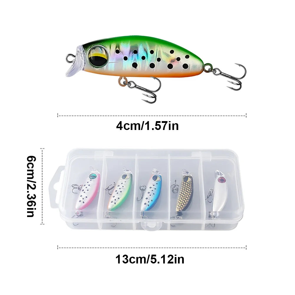 5pcs Mixed Colors Minnow Fishing Lures, Artificial Hard Bait for Trout, Bass, Panfish Fishing