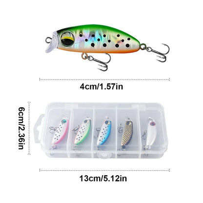 5pcs Mixed Colors Minnow Fishing Lures, Artificial Hard Bait for Trout, Bass, Panfish Fishing