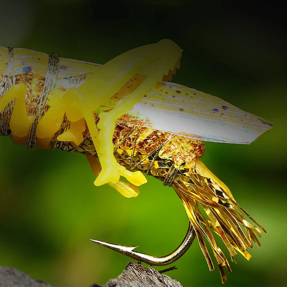 2Pcs Grasshopper Fishing Lures , Insect with Sharp Hook !