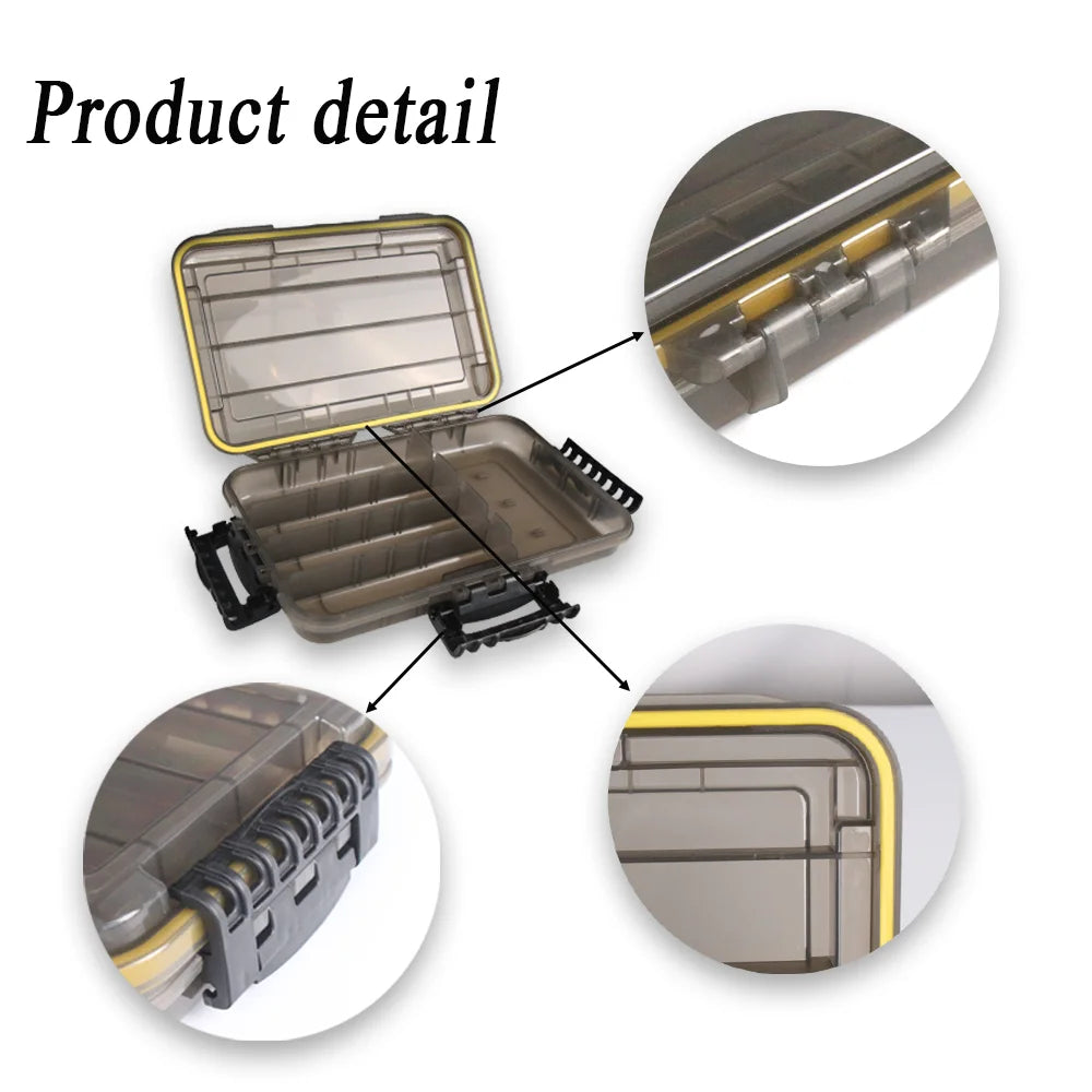 JSFUN Waterproof Floating Tackle Box S/M/L with Adjustable Dividers/Transparent Brown Anti-UV Lid