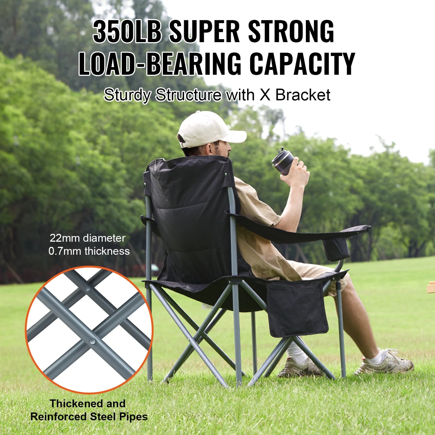 SucceBuy Outdoor Camping Chair, 350lbs High Load- Ultralight Folding Chair- Portable Beach, Hiking, Picnic, Travel Seat, Fishing Tool