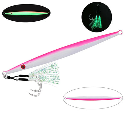 1pcs PELAGIC & BOTTOM FISH Jig - Fast Sinking And Slow Shaking, Luminous, Iron Plate 100g