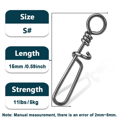 Fishing Snap 50~200Pcs Coastlock Snap Stainless Steel Quick Change Lure Fishing Clip Snap for  Lures