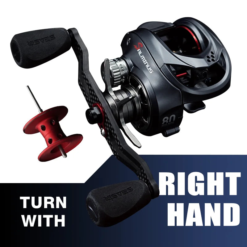 Seasir Salminus Baitcasting Fishing Reel Max Drag 12Kg 8.0:1 High Gear Ratio Metal Aluminum Frame