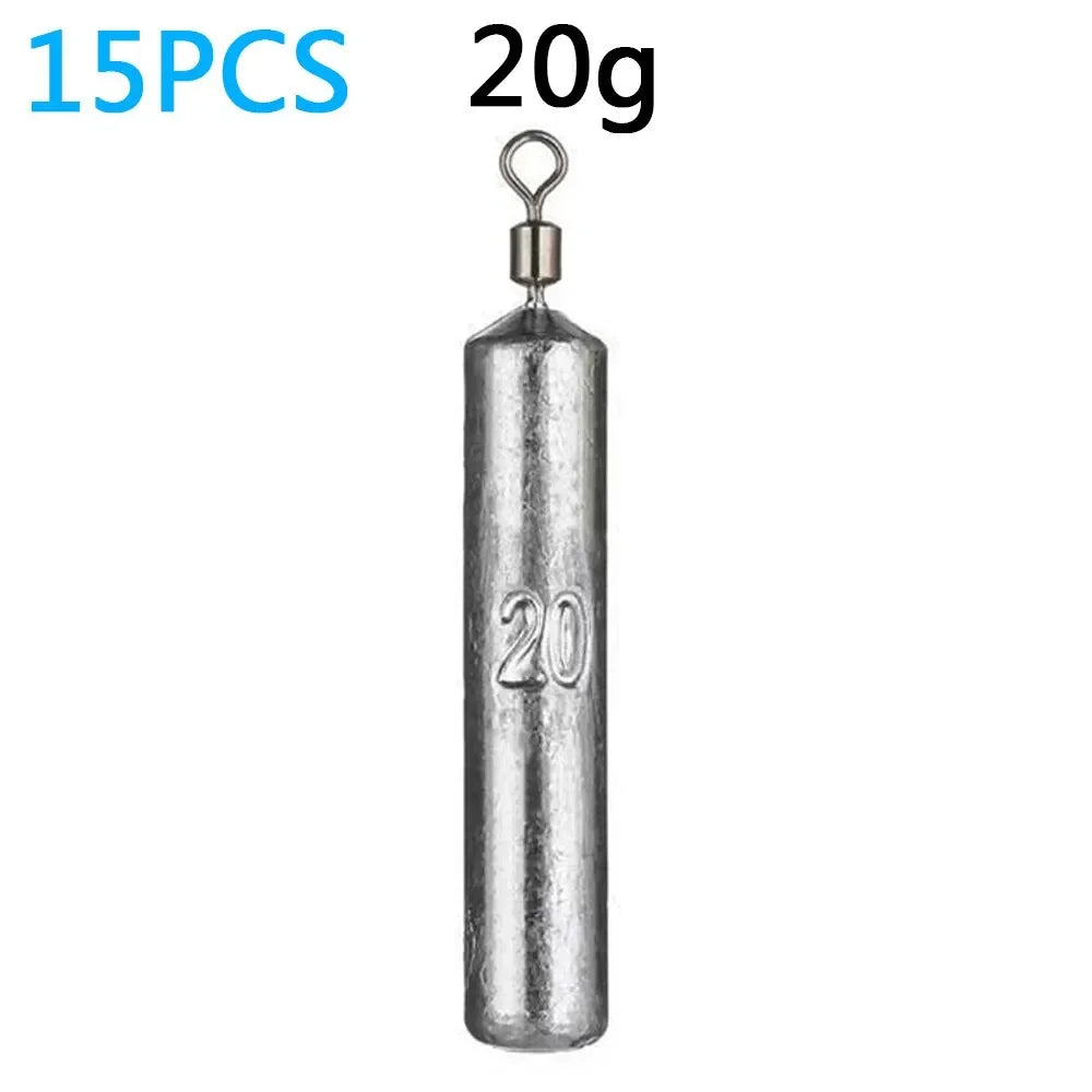 Fishing Weight 15PCS/Lot Sinker Mold 3.5g 5g 7g 10g 14g 20g Tube Bullet