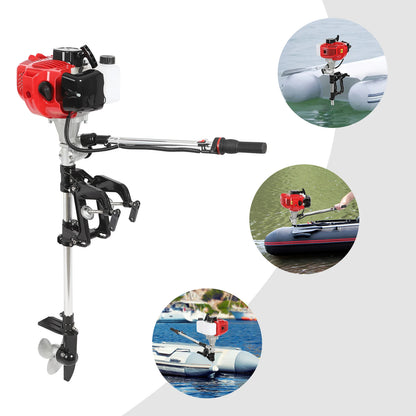 2 Stroke, 6 HP 63CC Air-cooled Gasoline Outboard Motor- Fishing Engine for  Boat, with Outboard Motor Shaft