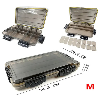 JSFUN Waterproof Floating Tackle Box S/M/L with Adjustable Dividers/Transparent Brown Anti-UV Lid