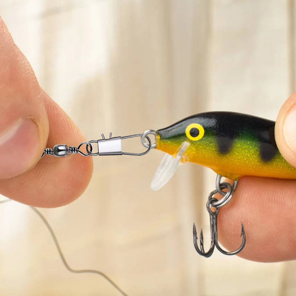 200pcs Bearing Swivel with Interlock Snap, for Connecting Fishing Line and Lures