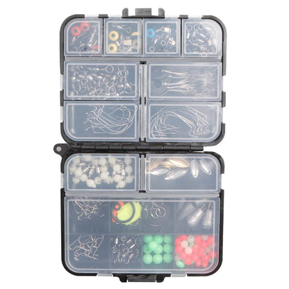 183pcs Fishing Lure Accessories Set with Portable Case, Space Beans, Luminous Float Stoppers, Swivels & Complete Fishing Tackle