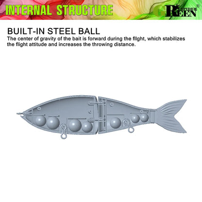 GREENSPIDER 7.09INCH 3.19OZ  Multi Jointed Swimbait  - Slow-Sinking/ Glide Bait
GREAT FOR BASS, PIKE, STRIPER, SNOOK, TARPON, REDFISH & OTHER INSHORE SPECIES