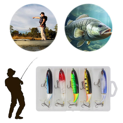5pcs Whopper Plopper-style, Rotating Tail, for Bass, Pike etc.- for Topwater Fishing