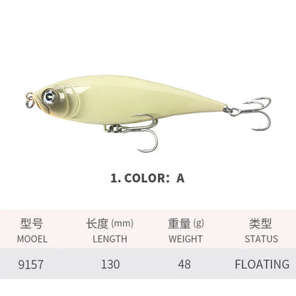 130MM 48G Pencil Fishing Lures 3D Inshore -- Hard, Floating Wobblers for Twitch Fishing
