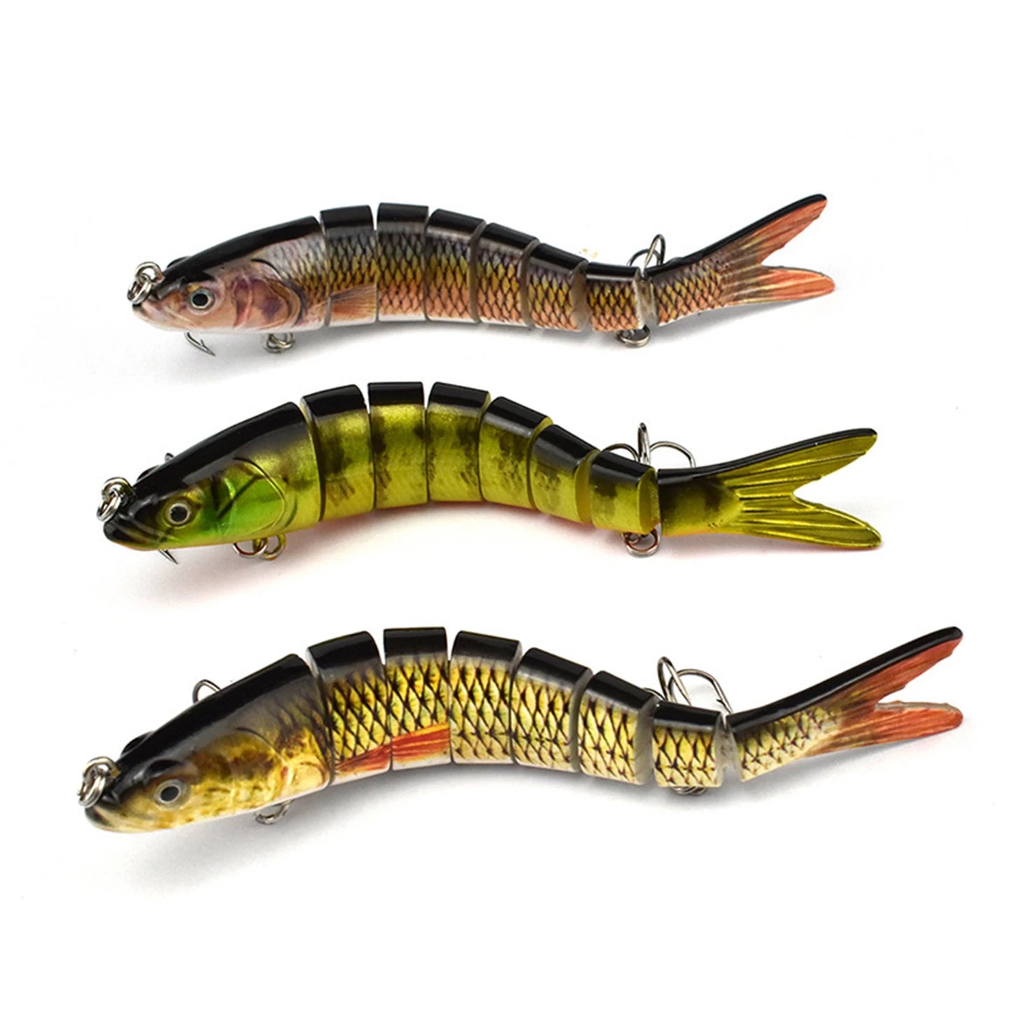 14cm 8 Section Hard Lure Bait Set 3PCS ABS Plastic Realistic Multi Joint Fishing Lure for Bass Trout Saltwater Freshwater