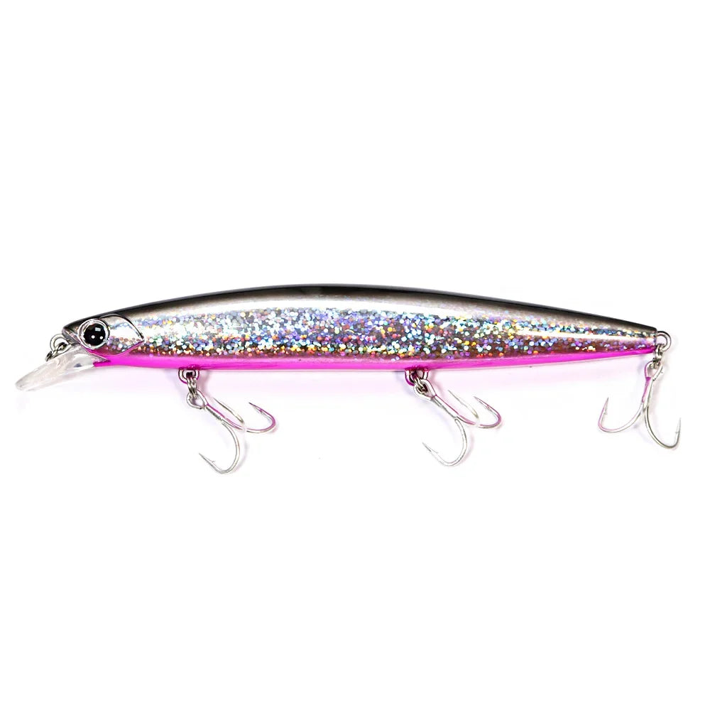 B&U 135mm 27.1g Ultra Long Casting 135S Saltwater Sinking Minnow--GREAT for Seabass, Stripers, Salmon, Steelhead, Coastal Trout, Pike, Musky & other PREDATORS