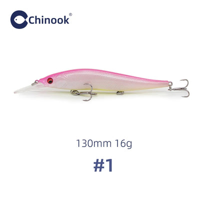 Chinook 130mm16g Minnow Jerkbait, Depth 2-3m Suspending Fishing Lure ,aka: Vision110