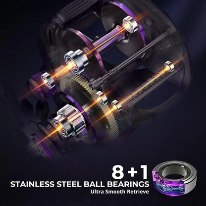 Alijoz 400 Baitcaster Fishing Reel, 38Lbs Max Drag Aluminum Alloy Frame Baitcasting Reel, Available in 6.6:1/8.1:1 Gear Ratio