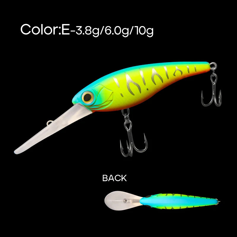 LETOYO Suspending Minnow 3.8g 6g 10g 0-4m  Deep Diving- BASS, PIKE, TROUT, WALLEYE