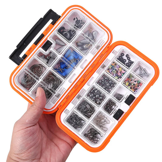 238pcs Fishing  Accessories Kit,  with Hooks, Sinkers, Swivels