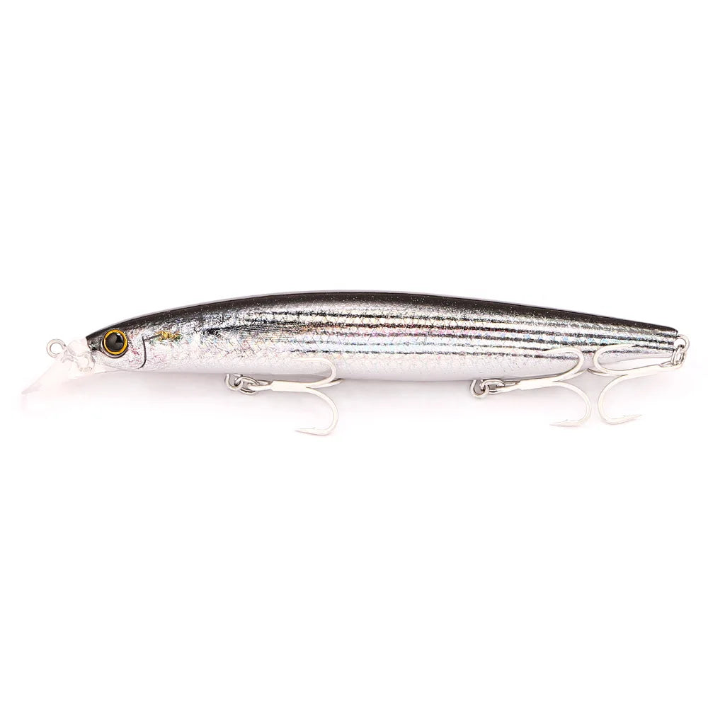 B&U Long Casting Floating Minnow- 3D Lifelike Hard Bait with Treble Hooks, Saltwater/Freshwater for Bass, Sea Bass, Pike, Walleye, Salmon/Trout and All PREDATORS
