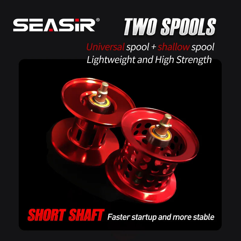 Seasir Mansory Baitcasting Fishing Reel 146g Ultralight Carbon 11+1 7.3:1 HS Ratio, Hybrid Ceramic Bearing- Double Spools
