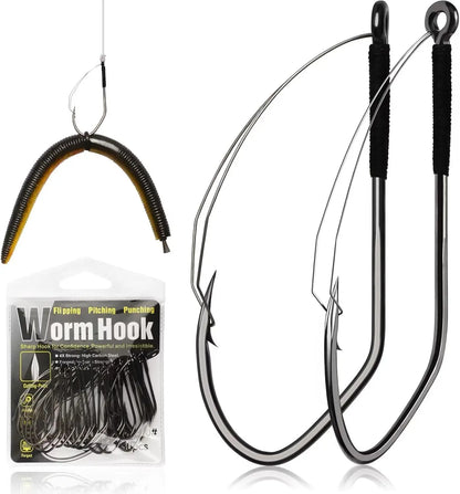 Dovesun Weedless, Wacky Rig Hooks 30PCS Professional V Bass Fishing Hooks for Freshwater Saltwater