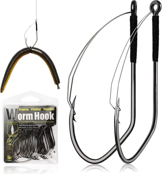 Dovesun Weedless, Wacky Rig Hooks 30PCS Professional V Bass Fishing Hooks for Freshwater Saltwater