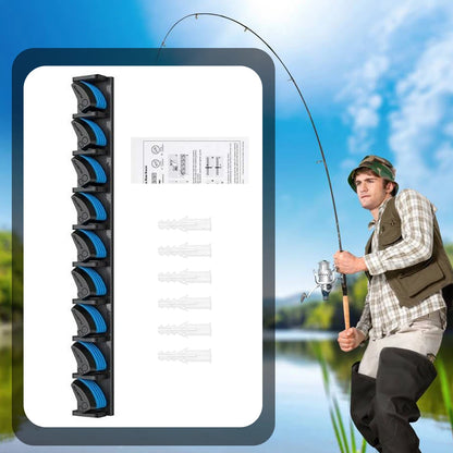 Wall Mounted Fishing Pole Holder, Vertical and Horizontal Fishing Rod Storage- Hanging Bracket Display Hanger for Storing 9 Rods