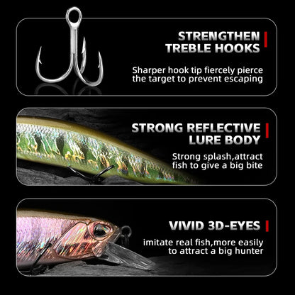 MEREDITH 110SP 17g Suspending Minnow Fishing Lures Saltwater Freshwater Long Casting, Jerkbait