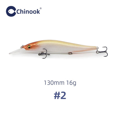 Chinook 130mm16g Minnow Jerkbait, Depth 2-3m Suspending Fishing Lure ,aka: Vision110