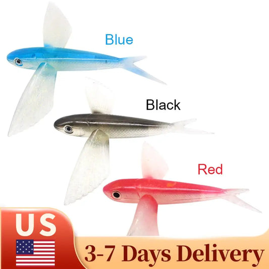 Flying Fish Lures Vivid, Lifelike Soft Bait for Saltwater, Freshwater Fishing