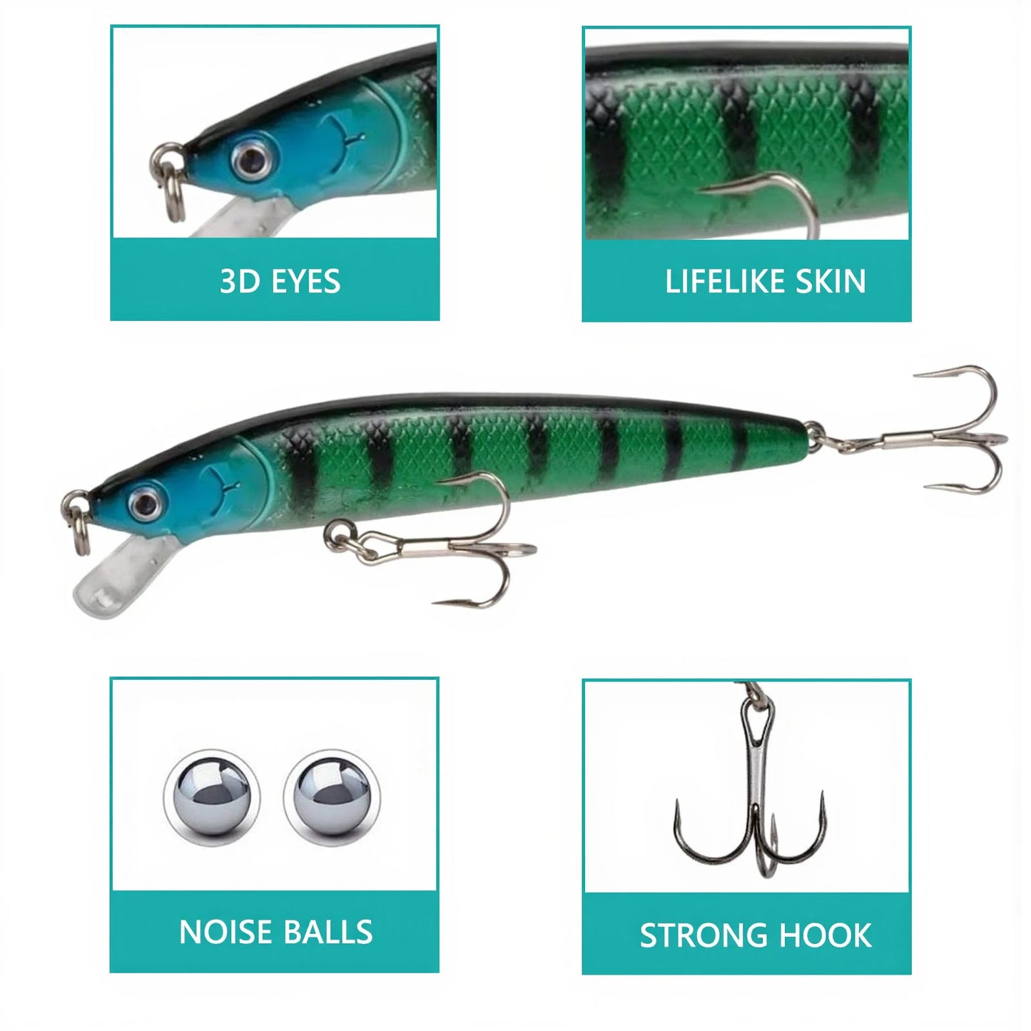 10Pcs Long Tail Minnow Fishing Lure 10cm 9g Floating Hard Bait Artificial Wobbler Crankbait 3D Eye  Fishing Tackle
