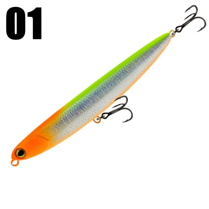 GREENSPIDER New Pencil Stick-bait - 115mm/13.5g 
TOPWATER ACTION for BASS, PIKE, MUSKY, STRIPERS, CATFISH, REDFISH, TARPON, SNOOK & other PREDATORS