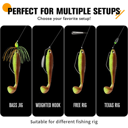 Paddle Tail Swimbaits 10/16/20PCS  Trout Crappie Walleye BASS Soft Baits for  Fishing (Green)