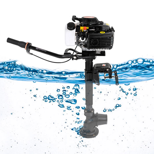 4 Stroke 4HP Outboard Motor, Fishing Boat Engine with Air Cooling, Jet Pump- Outboard Short Shaft Motor 55cc